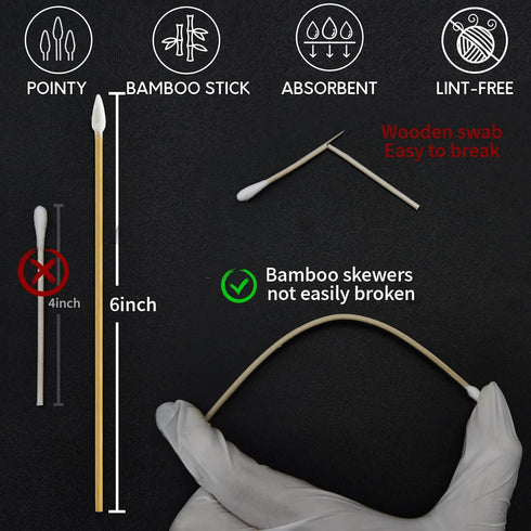 Gun Cleaning Supplies - Patches and Swabs, 6" Long Cotton Swabs, Lint Free Cloth for Most Caliber Firearms
