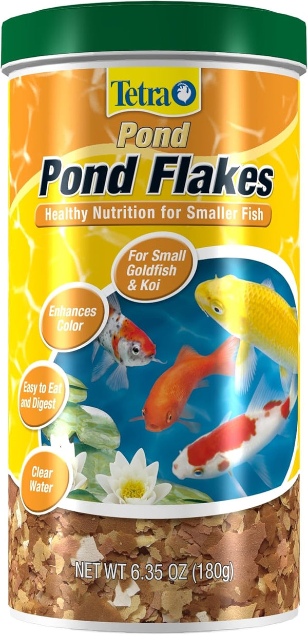TetraPond Pond Flakes, 6.35 oz, Complete Nutrition for Smaller Pond Fish, Fish Food for Goldfish and Koi