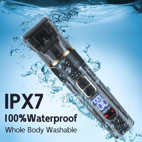 3-Speed, FURBONA Dog Grooming Kit with LED Display, Low Noise, Rechargeable, Cordless, Waterproof Clippers for Dogs