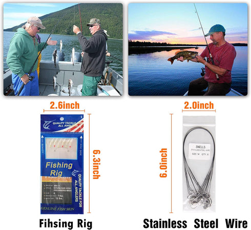 Saltwater Fishing Tackle Kit - Surf Fishing Gear Set Includes Lures, Bait Rigs, Swivel, Hooks, Sinkers Weights, Wire