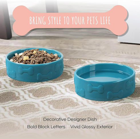 Park Life Designs Pet Bowl | Manor, Small Size in Azure Color.