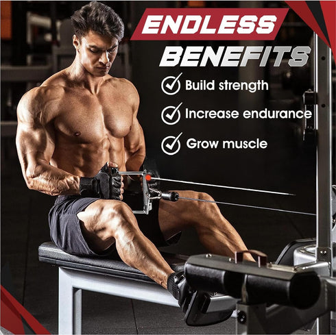 Yes4All Tricep Press Down Cable Machine Attachment Set, V-Shaped Bar, LAT Pull Down Straight Bar for Home Gym