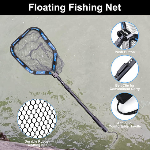 PLUSINNO Floating Fishing Net for Steelhead, Salmon, Fly, Kayak, Catfish, Bass, Trout Fishing