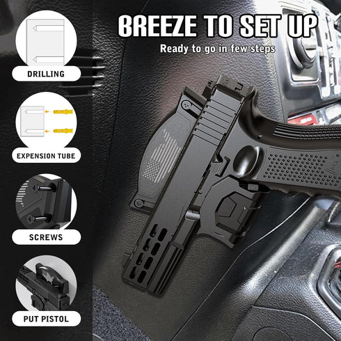 Gun Magnet Mount for Vehicle, Magnetic Mount for Pistol Shotgun Revolver with Trigger Guard Protection, Rated Max 15 LBS