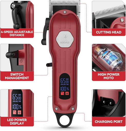Trimmer, Dog Grooming Kit for Heavy Thick Hair & Coats, Low Noise Rechargeable Cordless Pet Shaver With Stainless Steel