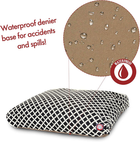 Black Bamboo Medium Rectangle Indoor Outdoor Pet Dog Bed with Removable Washable Cover by Majestic Pet Products