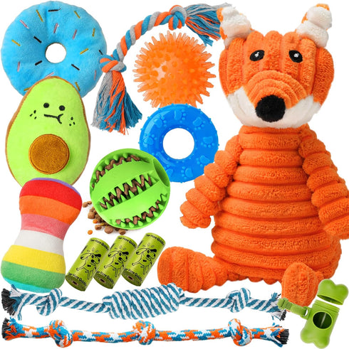 Zeaxuie 14 Pack Puppy Toys - Teething Chew Toys with Cute Squeaky Toys, Balls, and Rope Chew Toys for Small Dogs