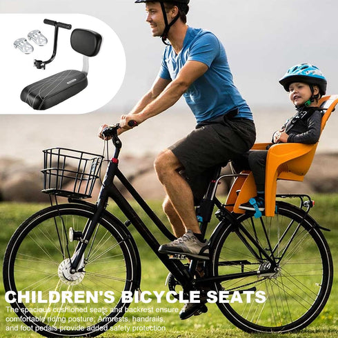 Generic Rear Mount Seat, Kids Seat Back - Carrier Baby Seat for Toddler Including Backrest Armrest Handrail Footrests