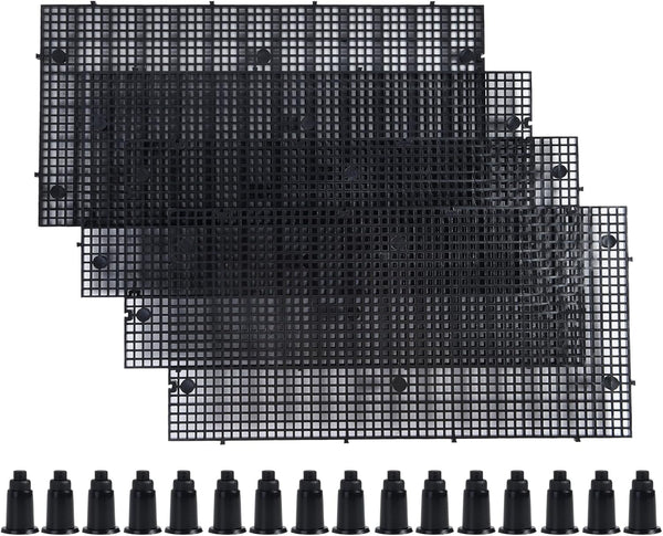 ALEGI Plastic Grid Divider Tray, 4pcs Black Egg Crate Louvre for Aquarium Fish Tank Bottom Isolation