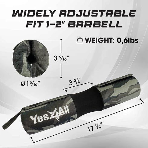 Yes4All Ergonomic Foam Bar Pad - Olympic Barbell Squat Pad for Neck, Squats, and Hip Thrusts