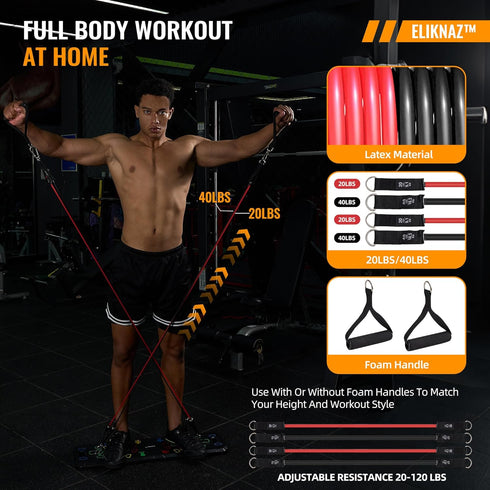 25-in-1, Set 18 Portable Push Up Board Gym Kit Foldable Push Up Station & Exercise Board Workout with Accessories