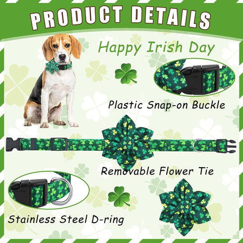 6 Pcs Easter Day Dog Collar, Adjustable Holiday Collars with Flower Safety Buckle for Small Medium Large Dogs
