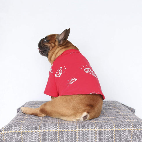 iChoue French Bulldog T Shirts for Medium Dogs, Frenchie Pug, English Pitbull, Boston Terrier - Red Diamond, M