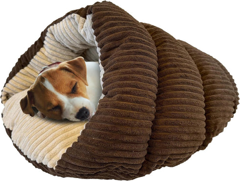 SPOT Sleep Zone Cuddle Cave - Durable, Comfortable Cat Cave Bed for Indoor Cats & Mini Dogs, Washable, Corduroy Brown,