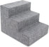 Best Pet Supplies Dog Stairs - Ash Gray Linen - 3-Step - Non-Slip Foam Pet Steps for Small Dogs & Cats