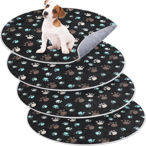 4 Pack Waterproof Pet Pads for Dogs, Washable Reusable Training Pads, Absorbent Round Whelping Pads, 32 Inch, Dark Gray