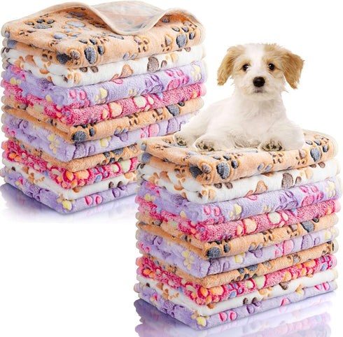 Chumia 40 Pcs Dog Blankets Soft Fluffy Fleece Washable Puppy Sleep Blankets