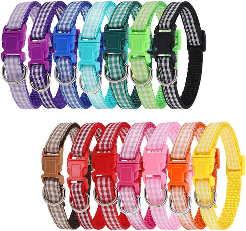 14pcs Adjustable Whelping Puppy Collars, Soft Nylon ID Collars for Puppy Small Dogs, Perfect for Litter