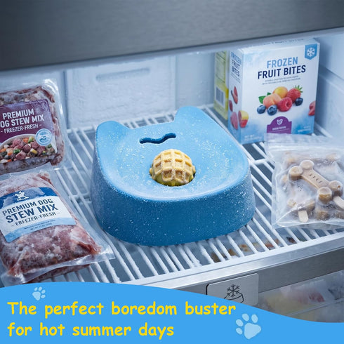 Termony 4 (2,Bicolor) Non-Slip Slow Feeder Dog Bowl, Silicone Lid & Rolling Ball for Liquid/Wet Food. Suction Cup Lick
