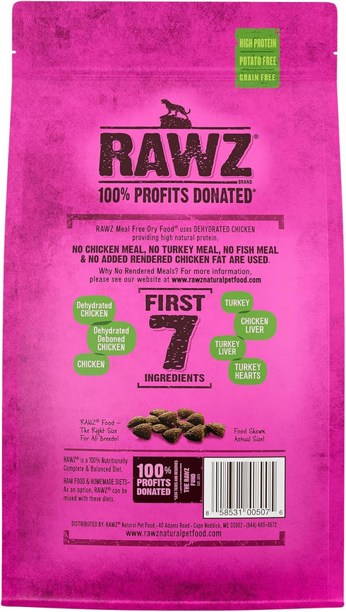 Rawz Dehydrated Chicken, Turkey & Chicken Recipe Natural Meal Free Dry Cat Food, 1.75 lb, Chicken & Turkey