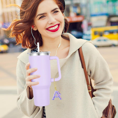 Letter Charm for Stanley Cup, 1 PCS Purple Tumbler Handle Accessories, Initial Charm for Girls Women