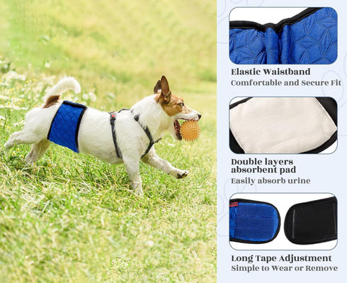 Mkono Male Dog Belly Band Wraps, Washable Dog Diapers for Small and Medium Dogs (3 Pack)