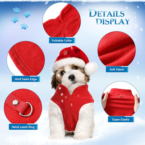 4 Pieces Fabric Dog Sweater with Leash Ring, Winter Fleece Vest for Small Dogs, Cat Chihuahua (Red, Orange, Rose,