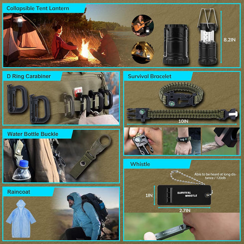Dlmd 251pcs Survival Kit, Gifts for Christmas Men, Women, Emergency Survival Gear and Supplies Equipment, First Aid Kit