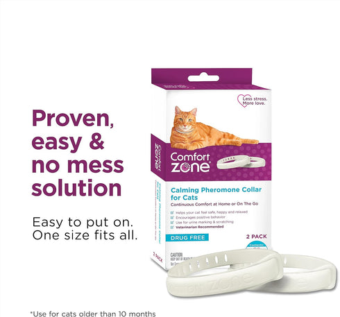 Comfort Zone Cat Calming Collar Savings Pack 2 Collars for 60 Days of Calm Pheromones Help Anxiety