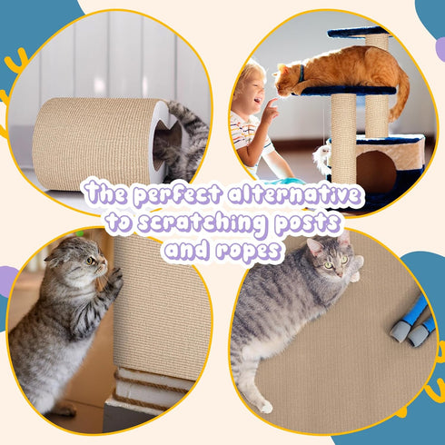 3 Pcs Cat Scratch Mat 11.8 x 23.6 Inches, Adhesive Replacement Cat Scratching Post Carpet Cover for Couch Furniture