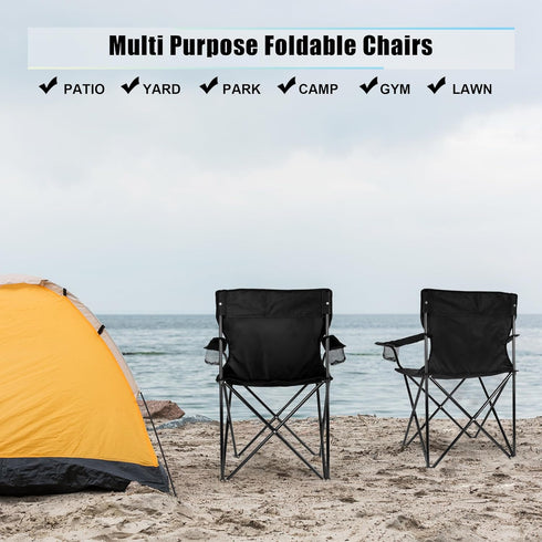 Set 2, 275lbs HaSteeL Foldable Camping Chair of Folding Camp Chairs for Adults, Large Portable Lawn Chair for Outdoors
