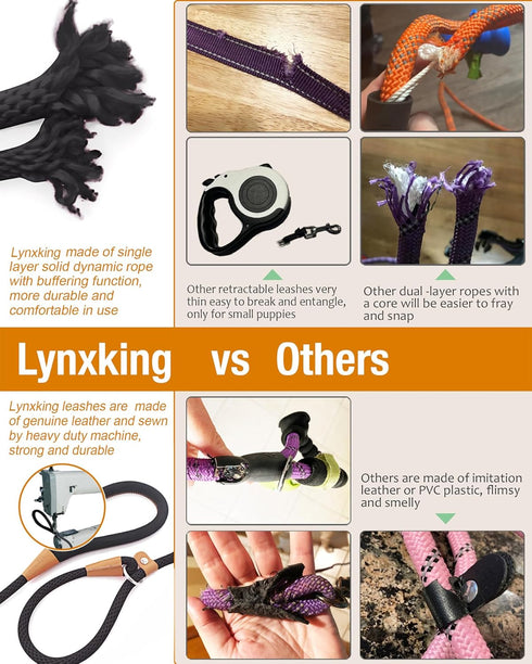 lynxking 5 6 8 FT Dog Leash Slip Lead, Strong Heavy Duty Braided No Pull Training Leash for Small Medium Large Dogs