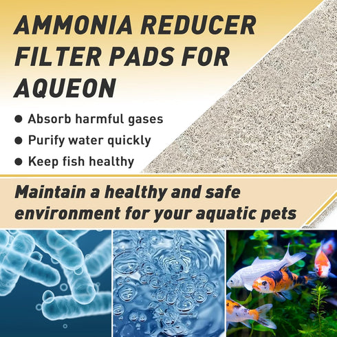 30 Count Ammonia Reducer Filter Pads for Aqueon, Replacement Cartridges for QuietFlow LED PRO Model 10