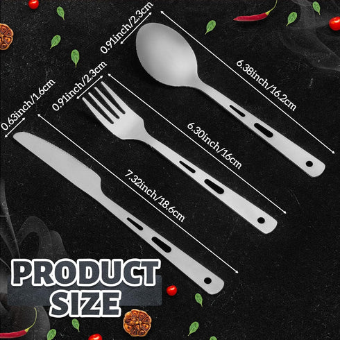 6 Set Set Backpacking Pcs Pure Titanium Fork Spoon Knife Camping Utensils Portable Titanium Cutlery, Lightweight Travel