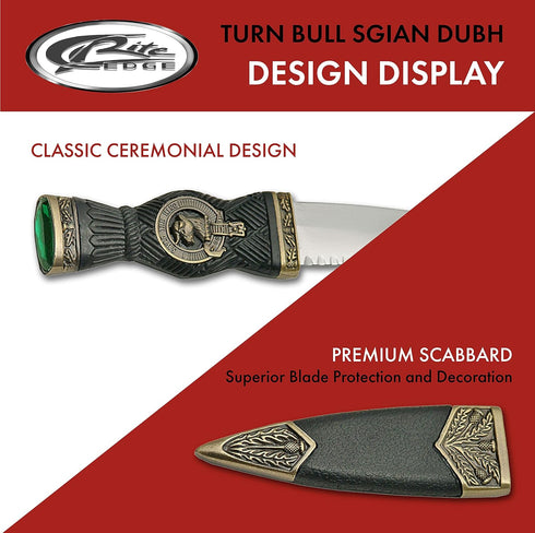 Szco Supplies 7.25" Emerald Colored Sgian Dubh Scottish Dirk Knife with Bronze Scabbard