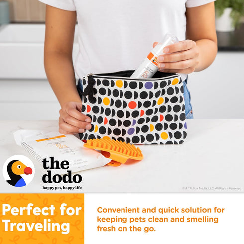 The Dodo All-in-One Dog Grooming Kit, Includes No Rinse Bath Foam, Wipes, and Wet/Dry Brush, Vegan & Cruelty-Free