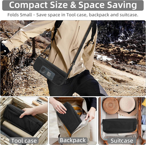 CarryEpic Backpacking Portable Folding Camp Stool with Side Pocket, Taller Foldable Camping Stool for Adults, Metal