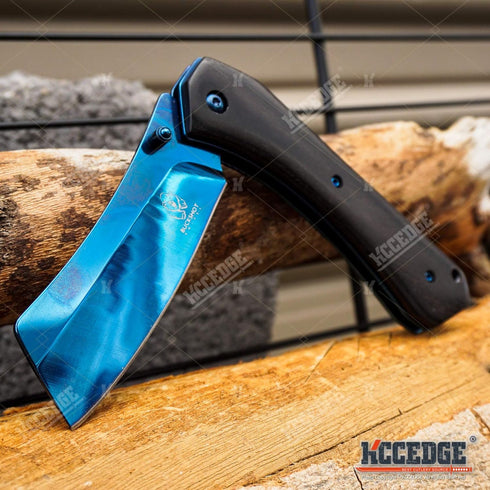 KCCEDGE BEST CUTLERY SOURCE EDC Pocket Knife with Razor Sharp Edge Cleaver Blade for Camping Gear
