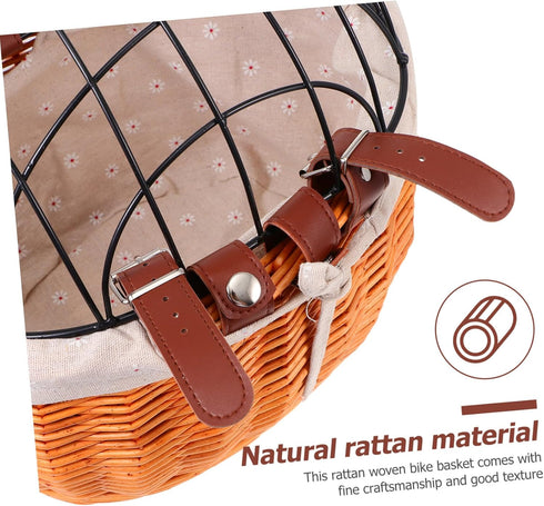 Pack NOLITOY Practical Rattan Woven Bike Basket with Breathable Design for Pets Cats Dogs Wicker Front Bicycle Basket