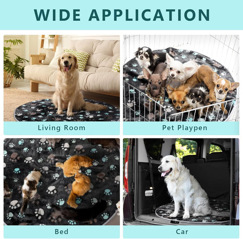 4 Pack Waterproof Pet Pads for Dogs, Washable Reusable Training Pads, Absorbent Round Whelping Pads, 32 Inch, Dark Gray