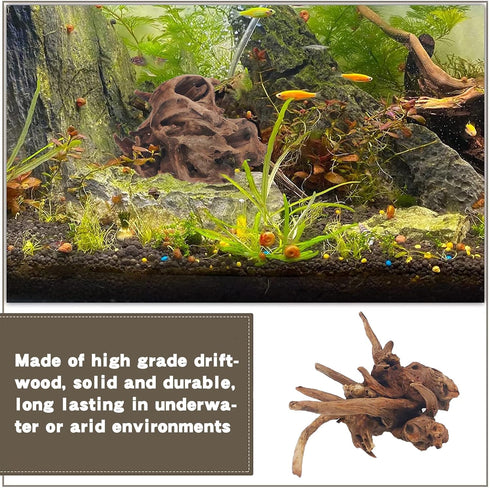 PINVNBY Natural Driftwood for Aquarium Fish Tank Decorations, Assorted Branches, 4 Pack