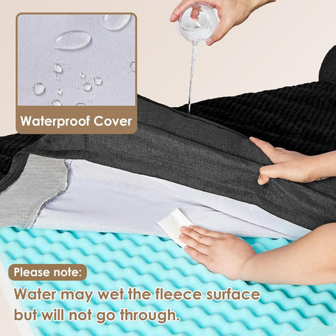 EHEYCIGA Memory Foam Dog Beds for Medium Dogs - Orthopedic Waterproof Egg Crate Couch Bed with Washable Cover, Black
