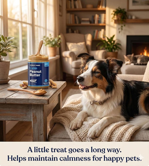 12 oz Honest Paws Calming Peanut Butter for Dogs Dog Supplement with Ashwagandha, Valerian Root & L-Tryptophan Supports