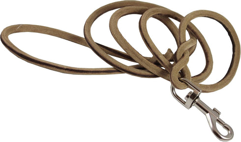 Genuine Leather Rope Leash, 4ft Long, 1/4" Diameter for Medium Dogs