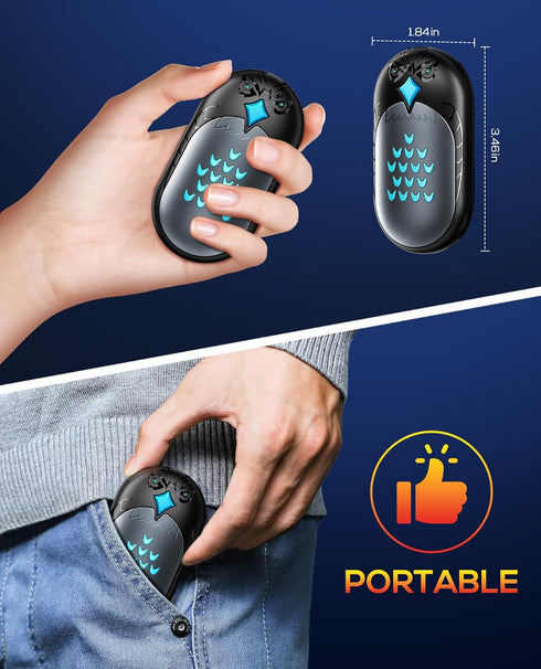 Rechargeable Hand Warmers, 2 Pack 6000mAh Electric Portable Heater, 20 Hrs Long Heating for Outdoors