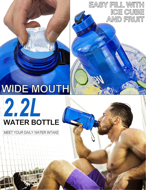 VENNERLI Half Gallon Water Bottle 2.2L, Large Sports Water Bottle with Handle, BPA-free, Leakproof Hydro Bottle