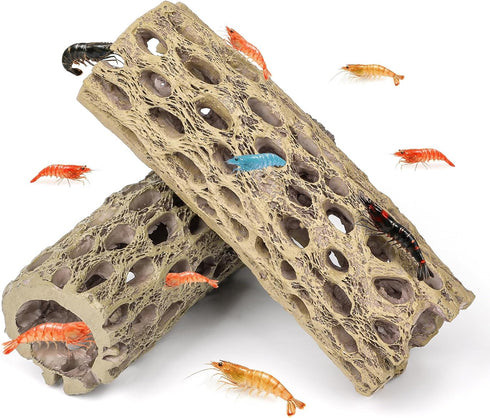 Uniclife Shrimp Hides for Aquarium, Shrimp Cave, Realistic Resin Aquarium Hollow Cholla