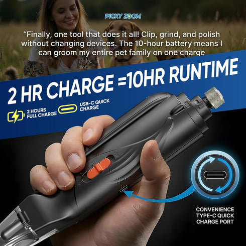 Picky zoom 2-in-1 Trimmers, Dog & Cat Nail Clippers and Grinder with Light Safety Guard to Avoid Overcutting, Sharp