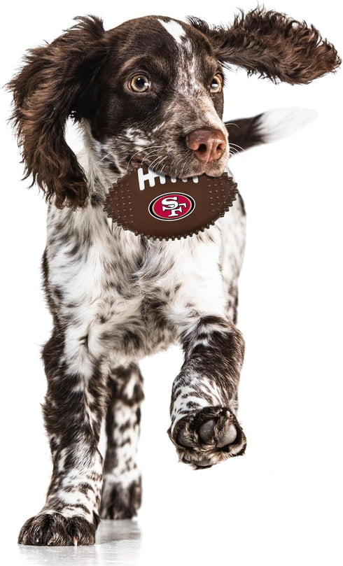 49ers NFL San Francisco Mega-chew Hard Nylon Bacon-flavored Dog Bone Football Chew Toy. Indestructible Interactive Toy