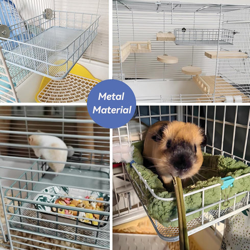 JSLZF Hammock Rat Bed, Cage Platform Accessories, Metal Ferret with Mat, Chew Proof Hanging Squirrel Ledge, Small